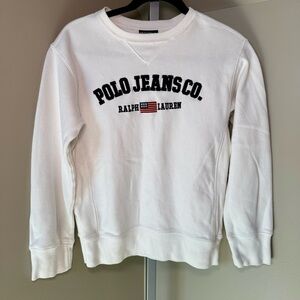 Vintage Ralph Lauren Polo Jeans Co‎ pullover crewneck white sweatshirt Small